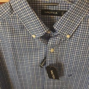 Men’s button down collar shirt , white check.